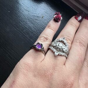 Blood milk belonging amethyst Elegant Silver and Purple Women's Ring